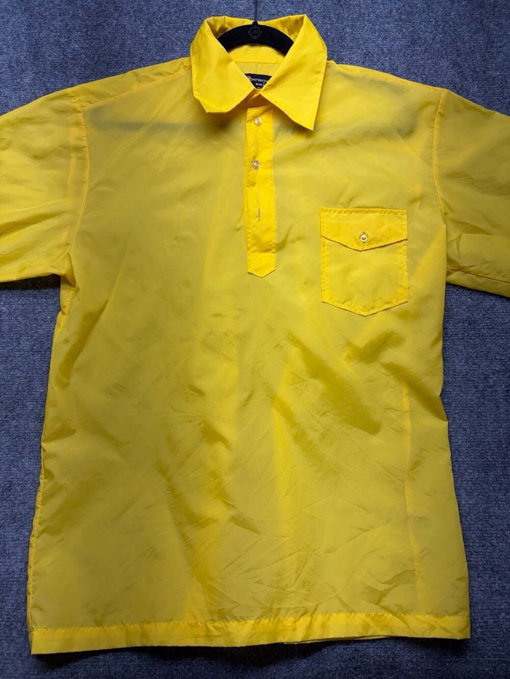 Vintage 70s Obermeyer Wind Shirt Men's XL Yellow Popover Nylon Made In Japan